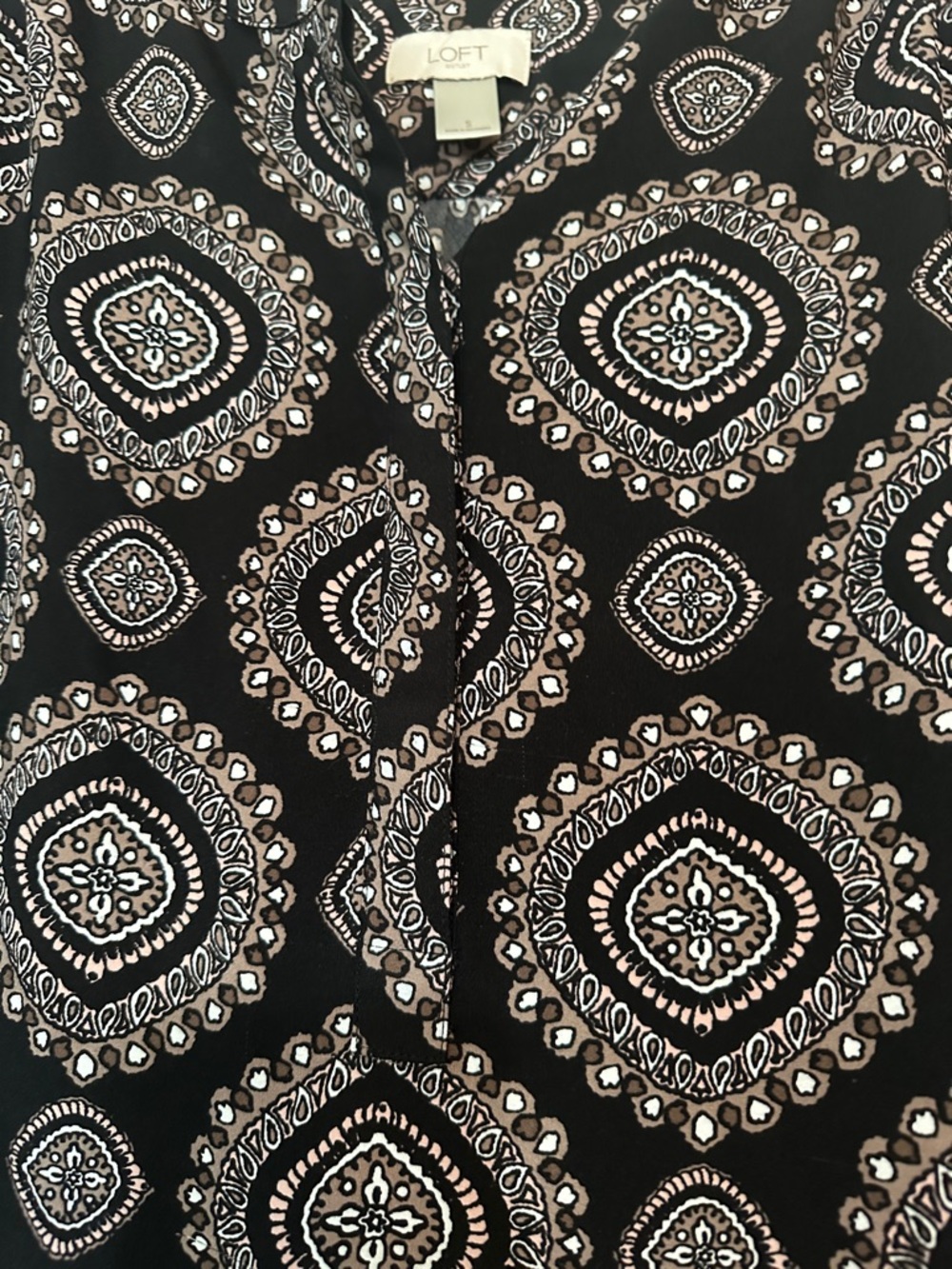 Excellent condition Loft size Small Black medallion print drop waist dress. - Picture 3 of 5